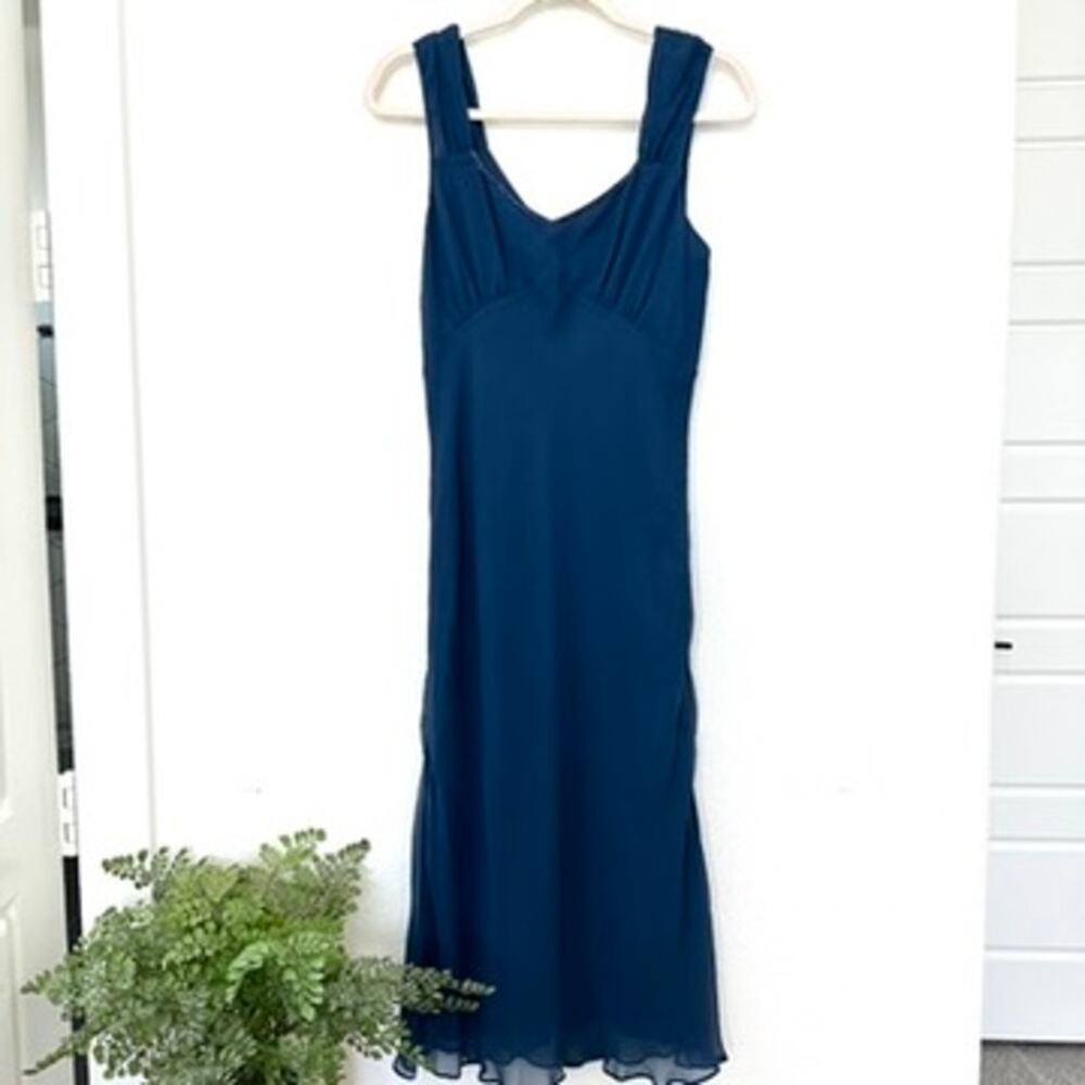 Possibility by Fiori di Zucca 100% Silk Slip Dress, Navy,‎ Size M